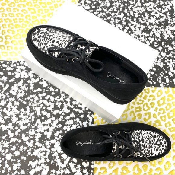 Round Toe Lace Up Cheetah Flatform Creeper - Picture 4 of 5